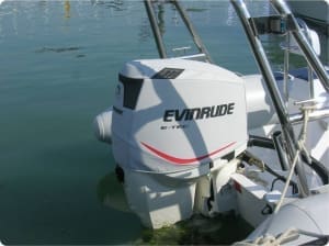 175 ETec light branded vented outboard cover. 