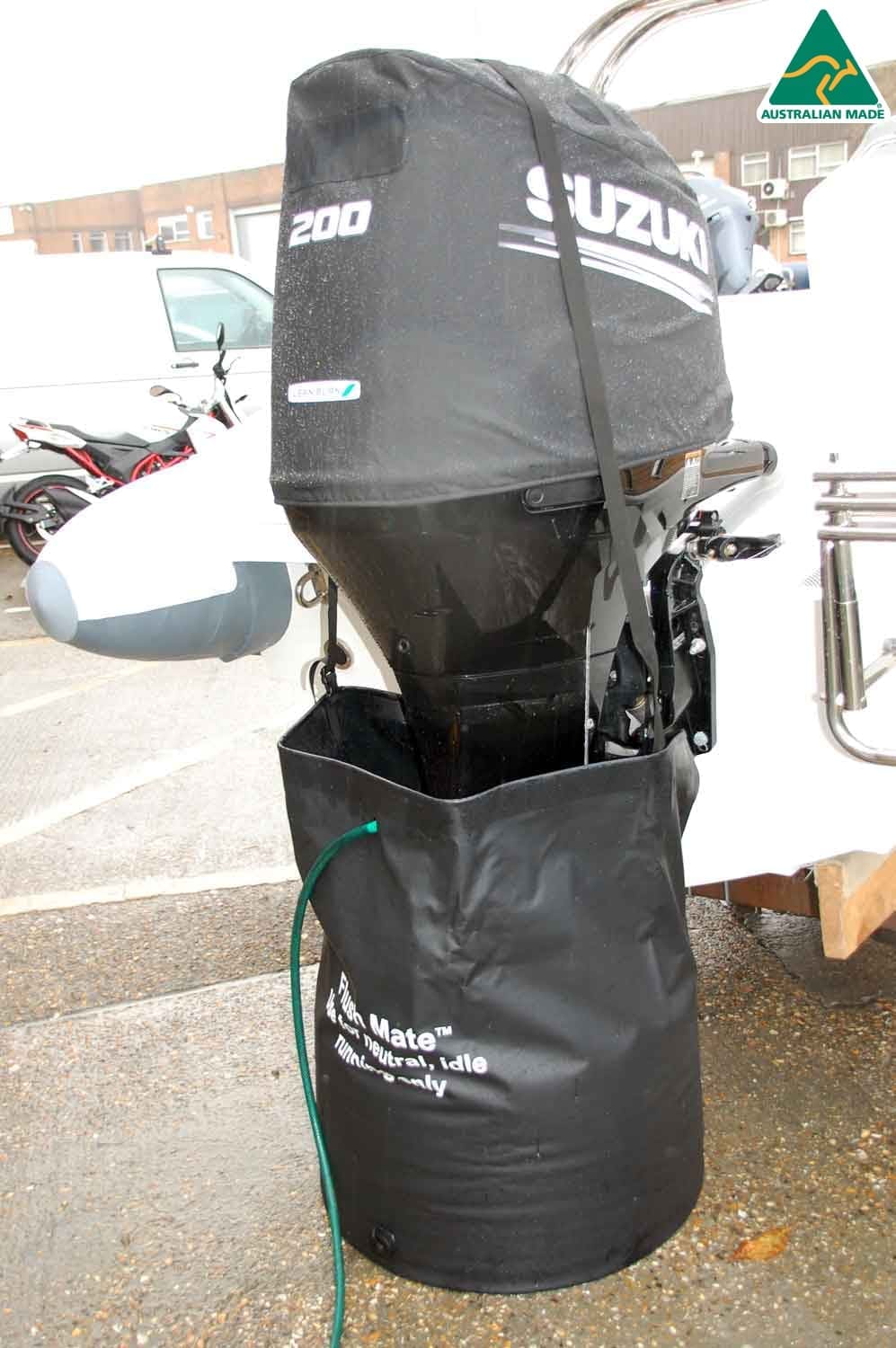 Outboard motor flush bags. Easy motor flushing.