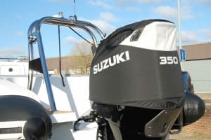 Suzuki DF350 black vented outboard Splash covers.