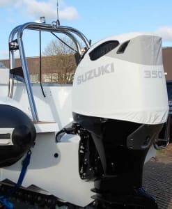 Suzuki DF350 white vented outboard Splash covers.