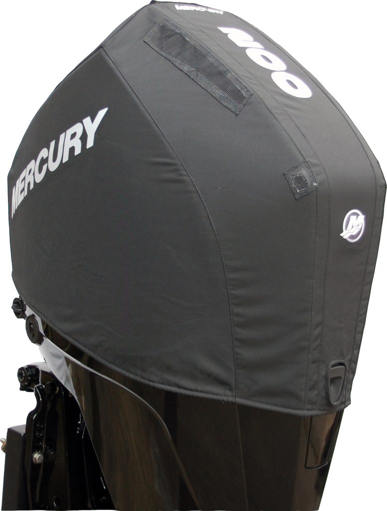 Mercury outboard covers vented cowling protection.